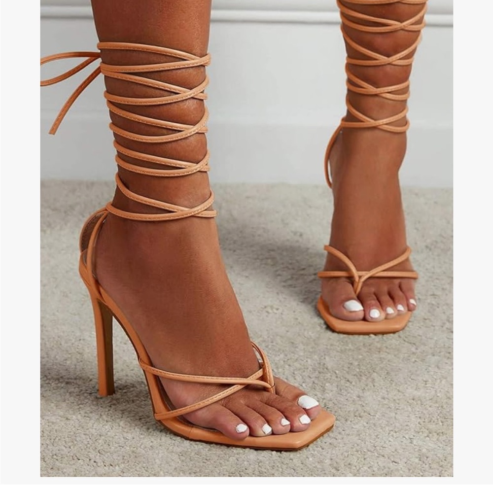 Elegant Tan Strappy Heels worn once!